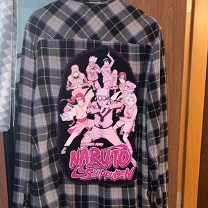 Naruto Shippuden Plaid Shirt - Black and Purple